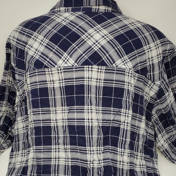 TORRID blue white Challis Plaid shirt PLUS 4X - Picture 5 of 10